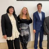 Karen Staniforth, Frenchgate general manager, Juliet Farrar, Executive Director of DONCASTER CREATES, Ed Miliband MP, Yorkshire poet Ian McMillan and photographer Jamie Bubb.