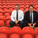 Club Doncaster chief executive Gavin Baldwin (left) alongside now-departed Doncaster Rovers Belles chief executive Russ Green.