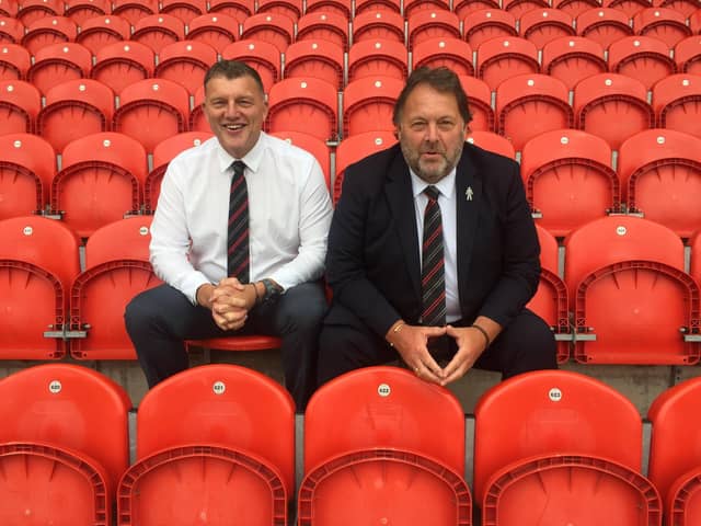 Club Doncaster chief executive Gavin Baldwin (left) alongside now-departed Doncaster Rovers Belles chief executive Russ Green.