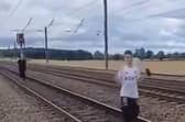 Two men were filmed running along the East Coast Main Line. (Photo: X).