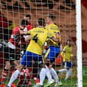 Doncaster take the lead against Colchester. (Picture Howard Roe/AHPIX LTD)
