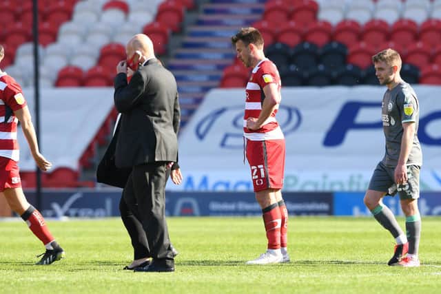 Andy Butler shows his disappointment after the defeat to Fleetwood Town. Picture: Howard Roe/AHPIX