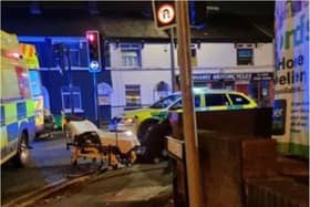 Police and paramedics at the scene on Balby Road last night.