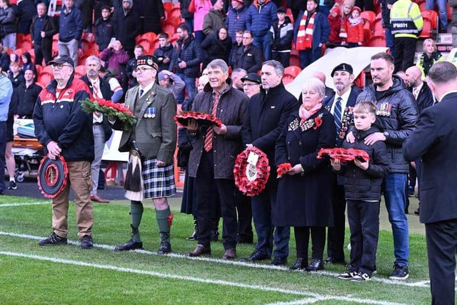 Wreaths were laid ahead of Doncaster Rovers' draw with Notts County at the Eco Power Stadium .