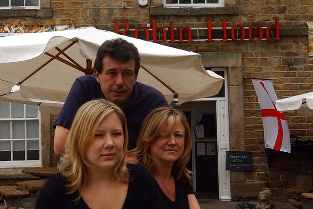Keeley Ayres, Scott and Bridget Appleyard outside their pub The Robin Hood at Stannington.