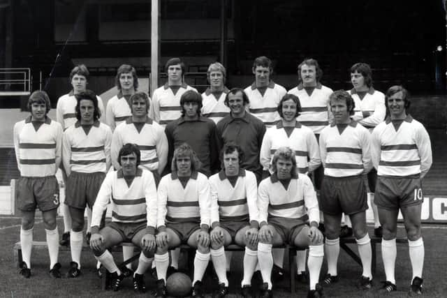 The Doncaster Rovers 1972/73 squad: Back (l-r): Stan Brookes, Stephen Uzelac, Ian Branfoot, Brian Usher, Chris Rabjohn, Graham Watson, Brian Joy.
Middle (l-r): Stephen Wignall, Mike Elwiss, Graham Moore, Kim Brooke, Glan Johnson, Alan Impey, John Haseldon, Harold Wilcockson.
Front (l-r): Peter Kitchen, Archie Irvine, Stephen Briggs, Charlie Morrison.