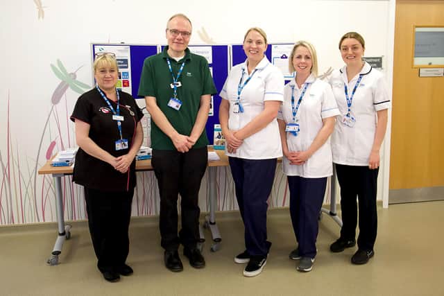 Lead Physiotherapist Sally Wheater (right) is pictured with the St John’s Day Therapy Unit Team.