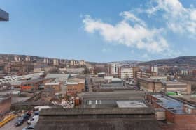 The flat has views over the city.