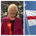 Doncaster mayor Ros Jones has hoisted aloft the St George's flag - just weeks after a Reform UK motion calling for it to be banned, with only the Union flag allowed to be flown.