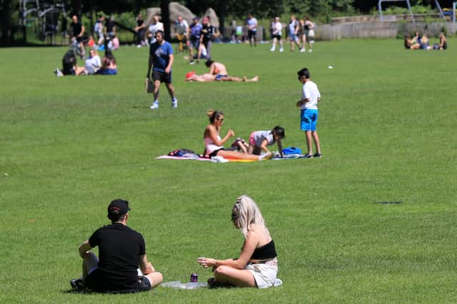 Enjoying the hot weather in Endcliffe Park in Sheffield.