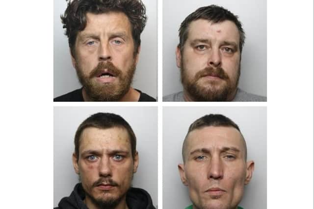 Lee Hamshaw, Janis Slapins, Lee Turton and Andrew Drury are all now behind bars after admitting a series of thefts at stores in Doncaster.
