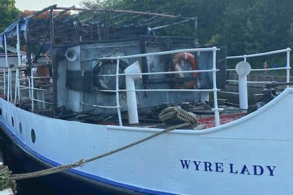 The Wyre Lady sustained damage to much of its front half in the fire.