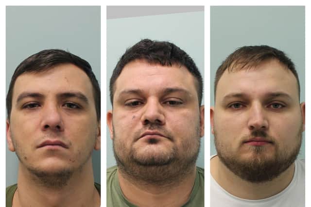 From left Cristian Damaschin was sentenced to two years and eight months in prison,  Valentin Badica was sentenced to two years and eight months in prison, Ionica Badica was sentenced to two years and two months in prison.