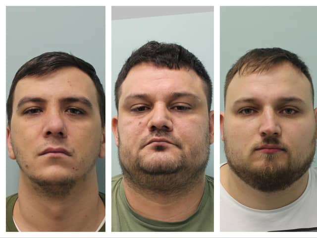 From left Cristian Damaschin was sentenced to two years and eight months in prison,  Valentin Badica was sentenced to two years and eight months in prison, Ionica Badica was sentenced to two years and two months in prison.