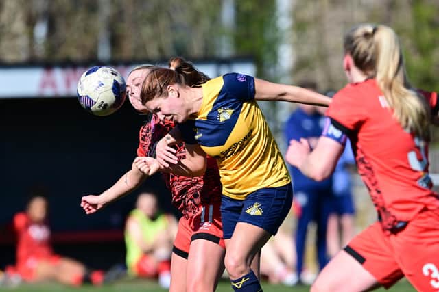 Holly Findlay in action for Belles against Huddersfield. Picture: Howard Roe/AHPIX LTD