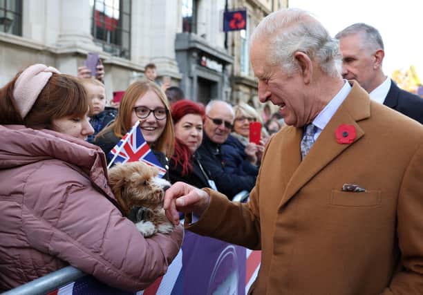 King Charles III greets people as he visits the Mansion House in Doncaster during an official visit to Yorkshire on November 9, 2022. (Photo by Molly Darlington - WPA Pool/Getty Images)