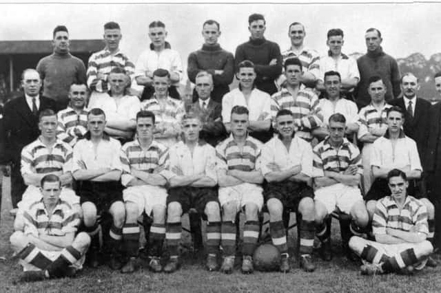 Doncaster Rovers 1934-35. David Menzies is pictured in the middle row, furthest left.