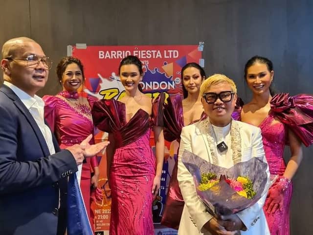 Erroll Lim Isip CEO of Barrio Fiesta Ltd-London, J Layson designer from Philippines and models from London and some models are from Doncaster including one of the staff of Hilton Hotel-Doncaster 
