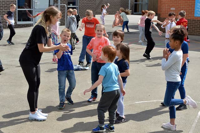 Royal Ballet dancer and Doncaster local Charlotte Tonkinson and David Pickering from The Royal Opera House lead a creative ballet workshop for the school children Southfield Primary School.