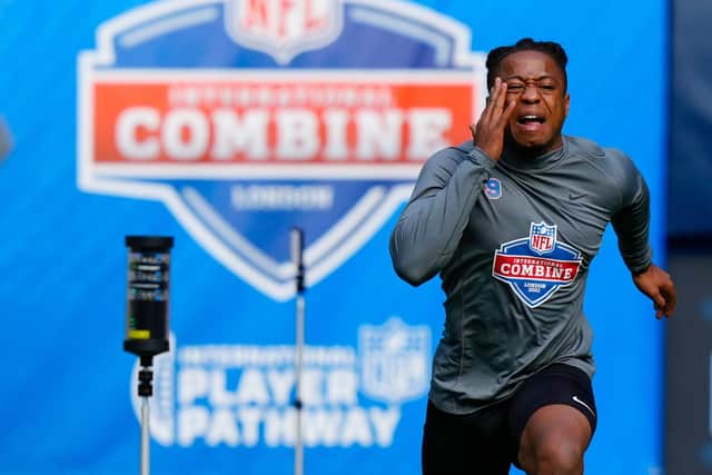 Bradford-born Jacob SMillie at the NFL International Combine in 2021. (Picture: Dave Shopland /NFL)
