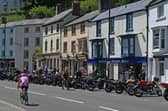 Motorcyclists park their bikes on the road in Matlock Bath . (Photo by PAUL ELLIS / AFP) (Photo by PAUL ELLIS/AFP via Getty Images)