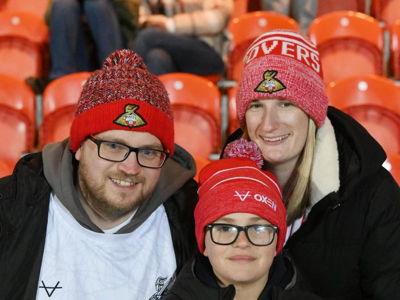 Doncaster Rovers fans watching the derby win over Huddersfield.