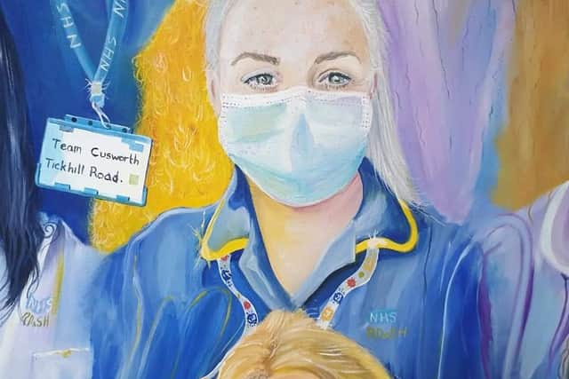 Natalie Lowe, ward manager at Cusworth Ward, as she appears on the painting