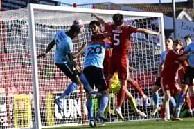 Joseph Olowu scores for Rovers. Picture: Howard Roe/AHPIX LTD