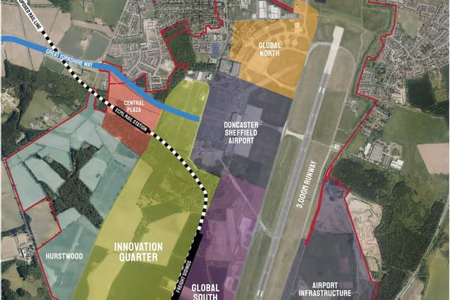 The zonal map of planned developments around Doncaster Sheffield Airport
