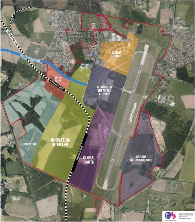 The zonal map of planned developments around Doncaster Sheffield Airport
