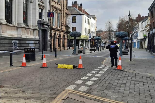 Much of the town centre has been sealed off by police.