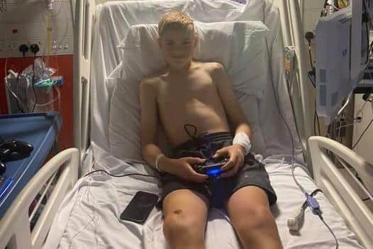 Louie Davies recovering in hospital after his accident.