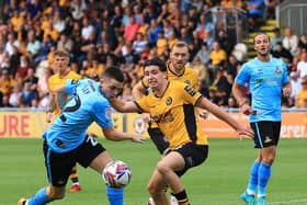 Picture Gareth Williams/AHPIX LTD, Football, Sky Bet League Two, Newport County v Doncaster Rovers, Rodney Parade, Newport, UK, 17/08/2024, K.O. 3.00pmHoward Roe>07973739229Doncaster Rover's Patrick Kelly battles with Newport County's Anthony Driscoll-Glennon