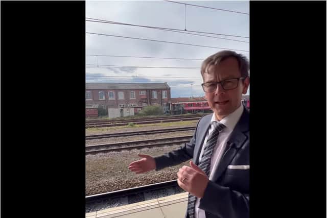 Nick Fletcher has launched a campaign to removed a cabin with Sheffield Wednesday graffiti from near to Doncaster railway station.