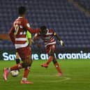 Madger Gomes fires on goal against Oldham. Picture: Howard Roe/AHPIX