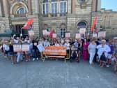 Demonstators at a rally against the closure of Doncaster Sheffield Airport (pic: Councillor Majid Khan)