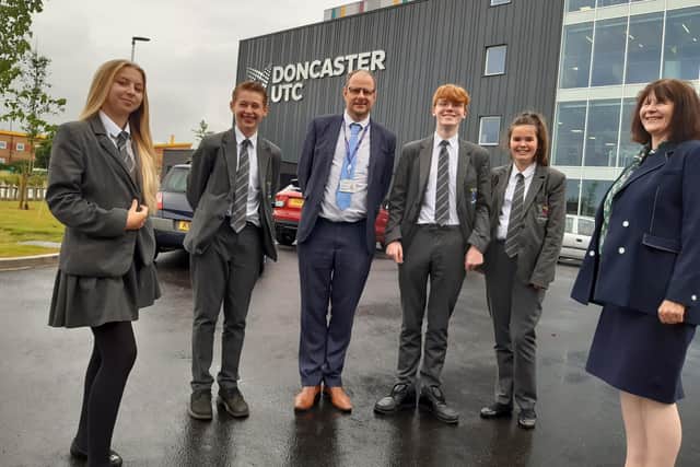 PIctured left to right at Doncaster University Technical College are Madison Smith, Alistair Robertson, Garath Rawson, Gabriel Fenning, Romilly Chorlton-Jones and Helen Redford-Hernandez.