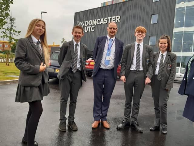 PIctured left to right at Doncaster University Technical College are Madison Smith, Alistair Robertson, Garath Rawson, Gabriel Fenning, Romilly Chorlton-Jones and Helen Redford-Hernandez.