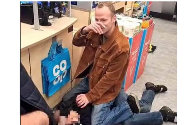 Steven Neale pinned the man to the floor at the Co-op store in Brecks Lane, Kirk Sandall.