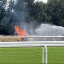 Fire crews tackled the blaze at Doncaster Racecourse.