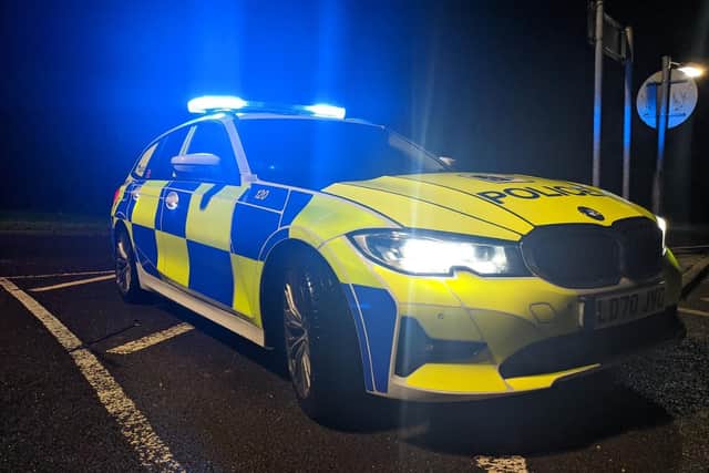 Police car used in the chase which reached speeds of 100mph on the A19.