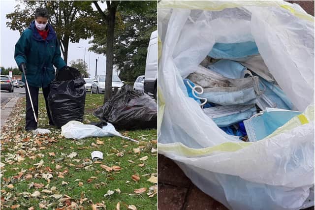 Dozens of masks were dumped outside Doncaster Royal Infirmary.