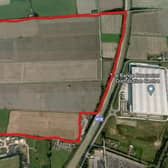 The land off Selby Road and adjacent to the M18 where the business park will be built