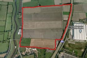 The land off Selby Road and adjacent to the M18 where the business park will be built