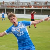 Adam Baskerville celebrates scoring the winner for Armthorpe Welfare at Shirebrook Town. Pictures by Steve Pennock
