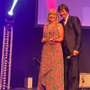 Pam McConnell winning the Lifetime Achievement Award and Steve Walls, Host of the CYP Awards