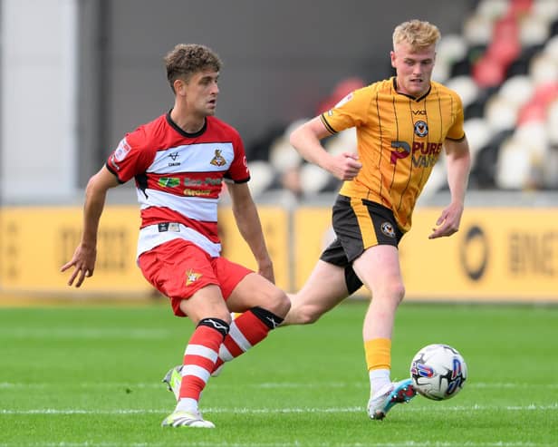 Harrison Biggins in action against Newport. Picture: Howard Roe/AHPIX LTD