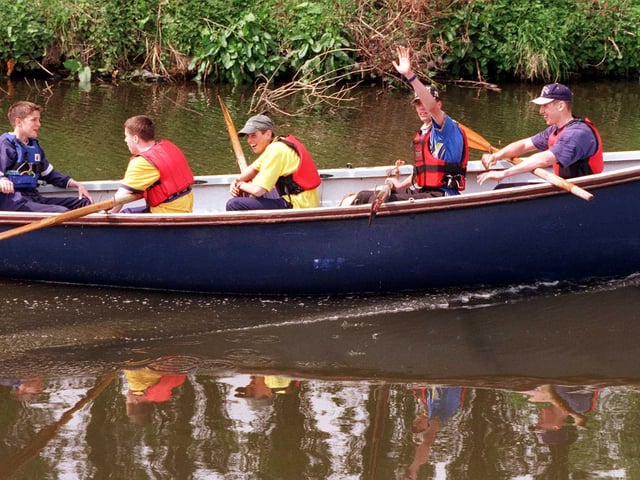 Doncaster sea cadets regatta. The Doncaster sea cadets who beat Thorne sea cadets in the 12-18 year old category. The teams raced from the lock on the Doncaster canal to the sea cadets HQ as part of their annual regatta back in 1999