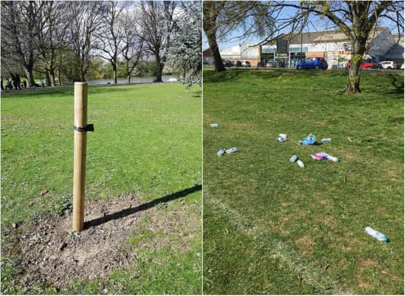 Trees have been damaged and litter dumped in Sandall Park. (Photo: FOSP).