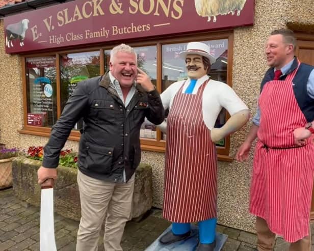 A customer flew more than 4,000 miles to visit a viral video sensation Doncaster butcher.